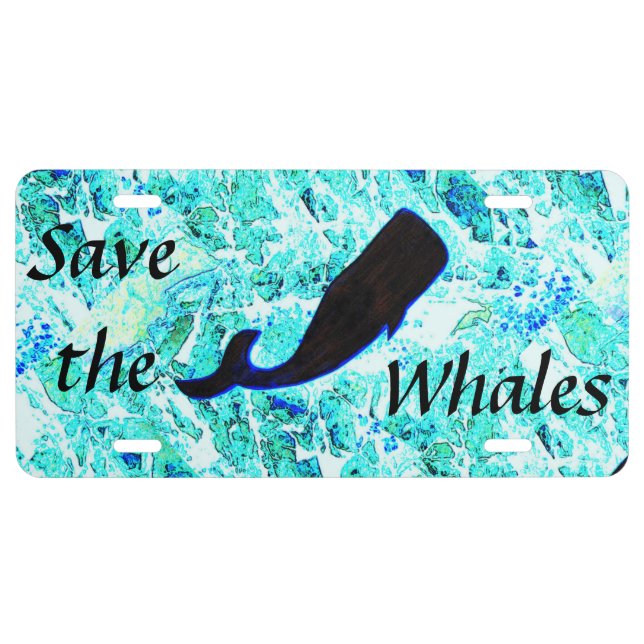 black/blue Save the Whales License Plate (Front)