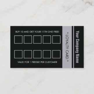 Black Blue Simple Border 10 Punch Loyalty Card