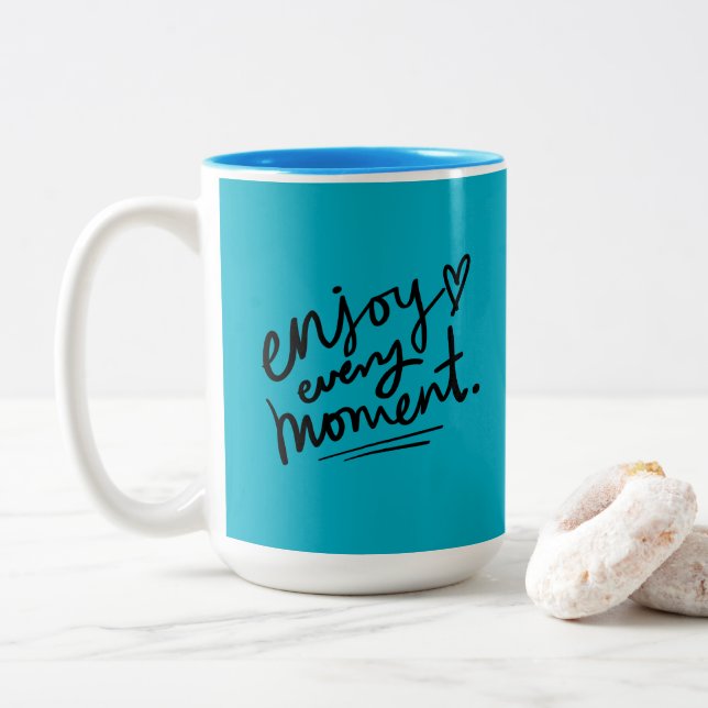 Black Blue Simple Motivational Quote Mug (With Donut)