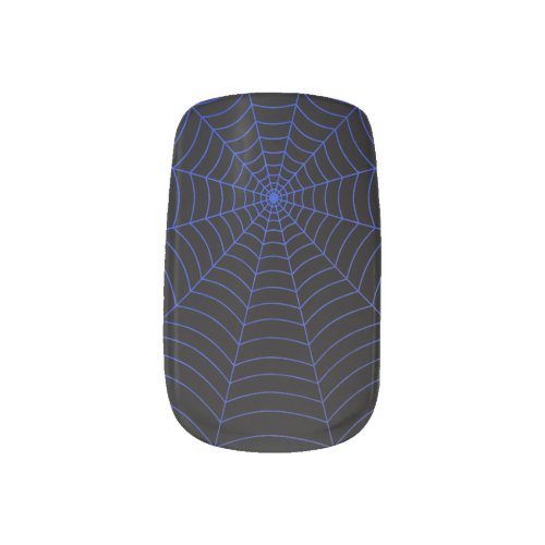 Black blue spider web Halloween pattern Minx Nail Art
