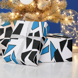 Black Blue Stained Glass Pattern Wrapping Paper