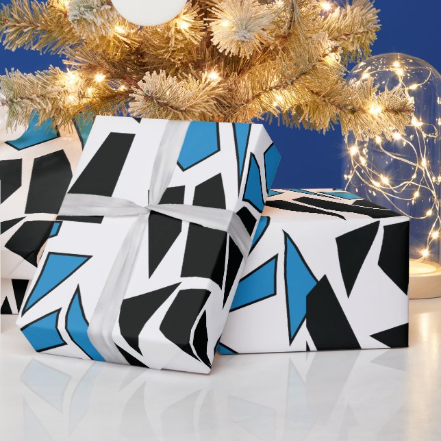 Black Blue Stained Glass Pattern Wrapping Paper (Holidays)