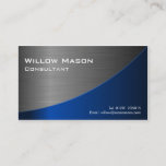 Black &amp; Blue Stainless Steel Curved, Business Card at Zazzle