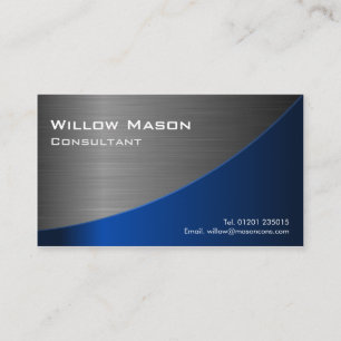 Black & Blue Stainless Steel Curved, Business Card