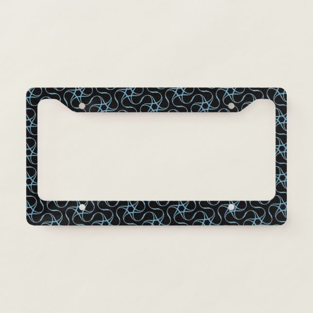 Black Blue Starry Pattern Modern Abstract Stylish  License Plate Frame (Front)