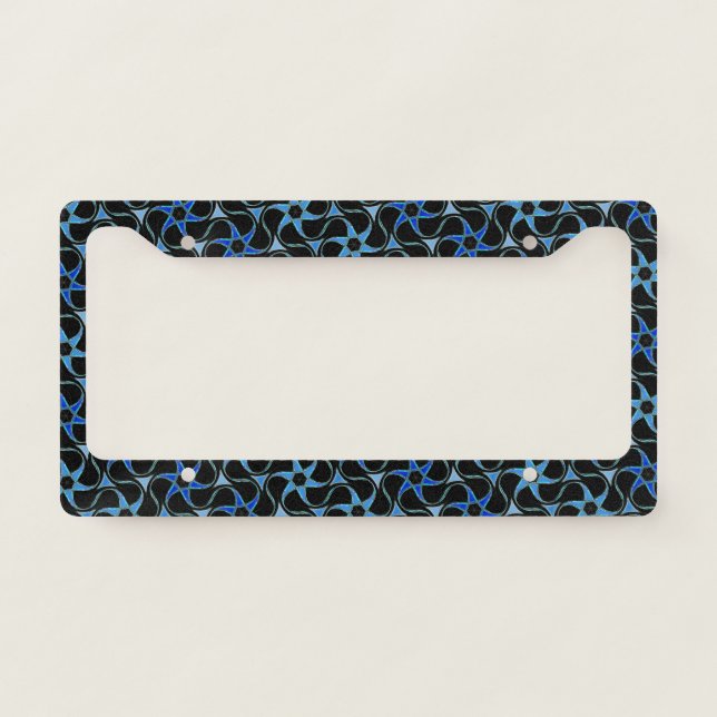Black Blue Starry Pattern Modern Abstract Stylish License Plate Frame (Front)