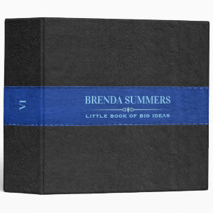 Black & Blue Stitched Leather Black 3 Ring Binder