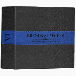 Black & Blue Stitched Leather Black 3 Ring Binder