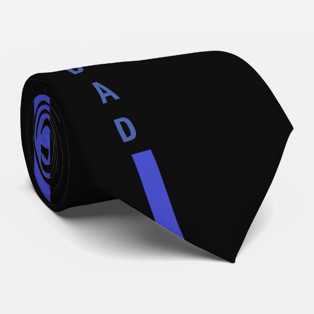 Black blue stripe pattern neck tie (Rolled)