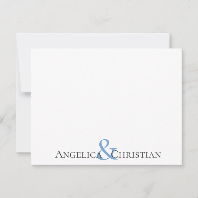 Black Blue Stripes Couples Personalized Stationery Note Card (Front)