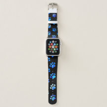 Black Blue Textured Paw Prints Pattern