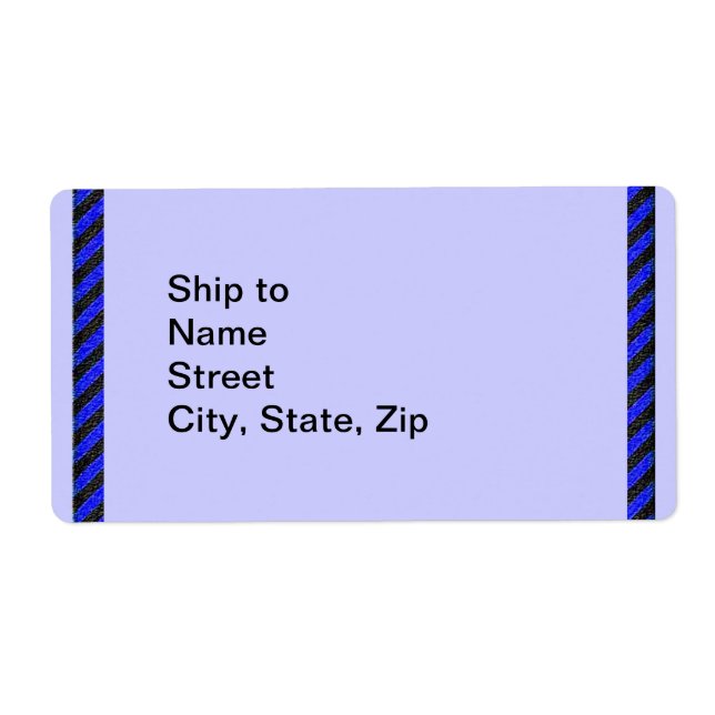 Black Blue Thin Diagonal Stripes Label (Front)