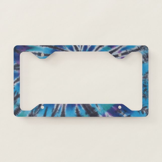 Black & Blue Tie Dye License Plate Frame (Front)
