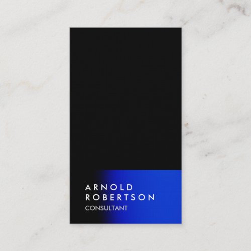 Black Blue Trendy Modern Minimalist Simple Business Card