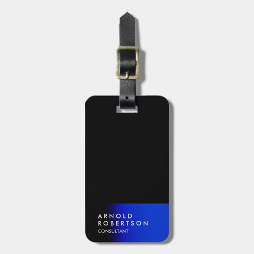 Black Blue Trendy Modern Minimalist Simple  Luggage Tag