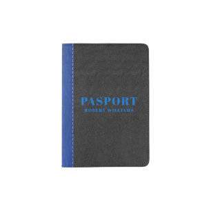 Black & Blue Vintage Leather Passport Holder