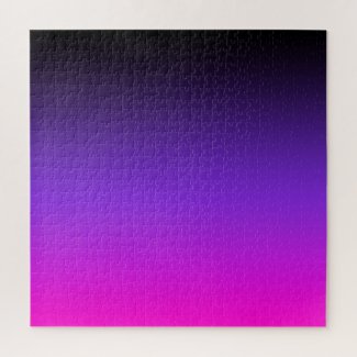 Black Blue Violet and Neon Pink Ombre Jigsaw Puzzle