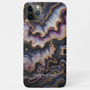 Black Blue Violet Purple Gold Marble Art Pattern iPhone 11 Pro Max Case
