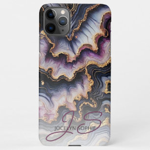 Black Blue Violet Purple Gold Marble Art Pattern iPhone 11Pro Max Case