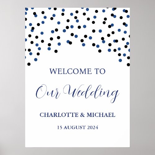 Black Blue Wedding Welcome Custom 18x24 Poster