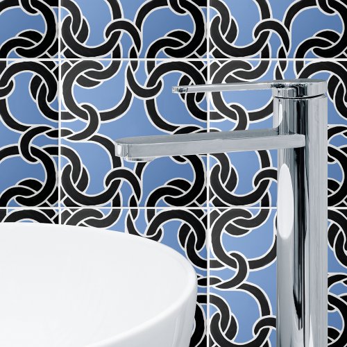 Black Blue White Celtic Knot Seamless Pattern Tile