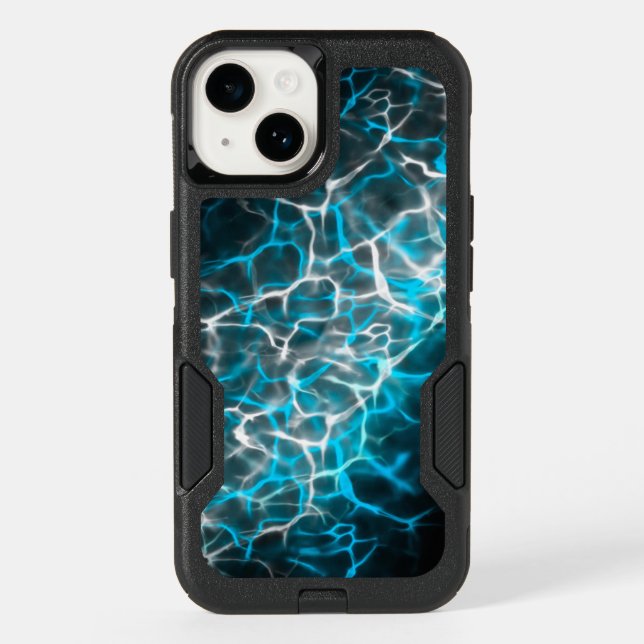 Black, Blue White Lightning Water Reflection    Otterbox iPhone Case (Back)