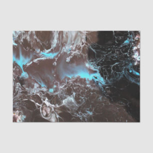 Black blue white marbled paint pattern tissue paper