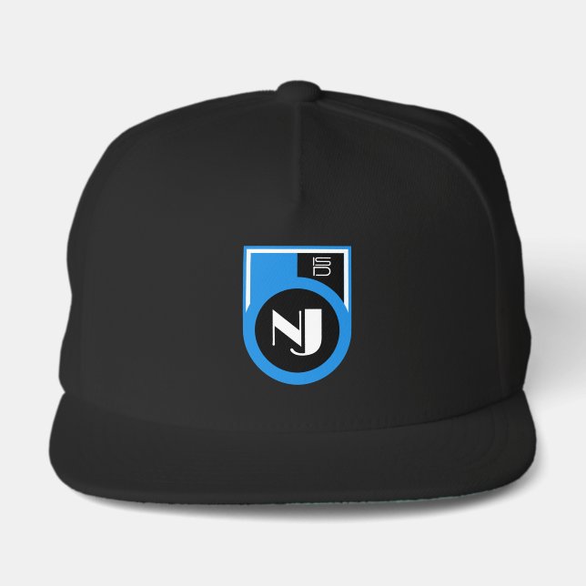 Black Blue White Streetwear ISD NJ Snap Back Hat (Front)