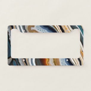 Black Blue White Terracotta Grey Agate Geode License Plate Frame