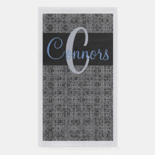 Black Blue X's and O's Pattern Grey Monogram Paper Guest Towels