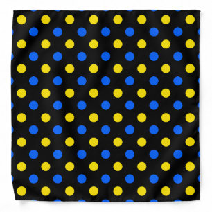 Black Blue Yellow Polka Dots Design  Bandana