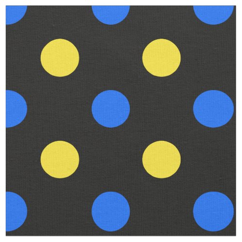 Black Blue Yellow Polka Dots Design  Fabric