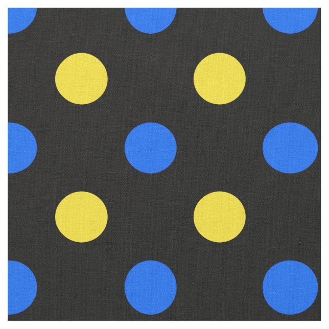 Black Blue Yellow Polka Dots Design  Fabric (Close Up)