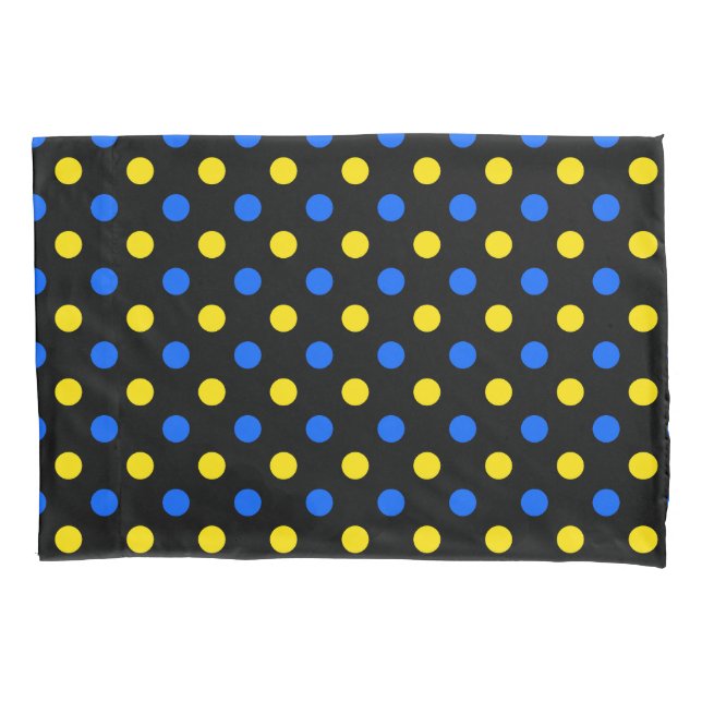 Black Blue Yellow Polka Dots Design  Pillow Case (Front)