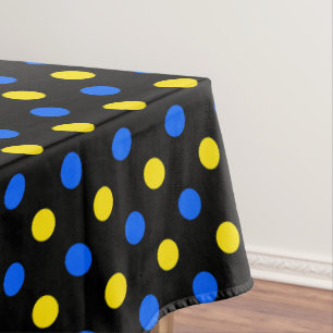 Black Blue Yellow Polka Dots Design Tablecloth