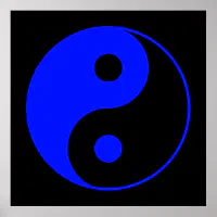 Black & Blue Yin Yang Symbol Poster