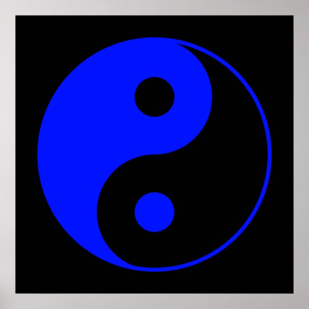 Black & Blue Yin Yang Symbol Poster | Zazzle