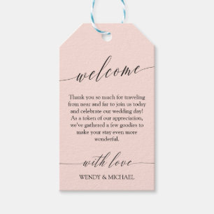 Black Blush Delicate Minimal Wedding Welcome Gift Tags