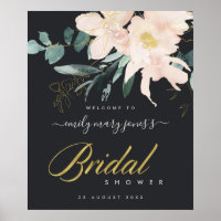 BLACK BLUSH FLORA WATERCOLOR BRIDAL SHOWER WELCOME