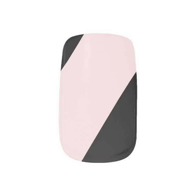 Black & Blush Geometric Nail Art (Left Thumb)