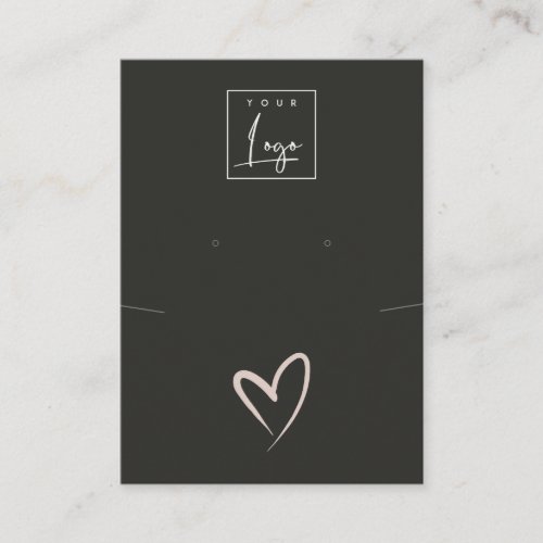 Black Blush Heart Necklace Earring Logo Display Business Card