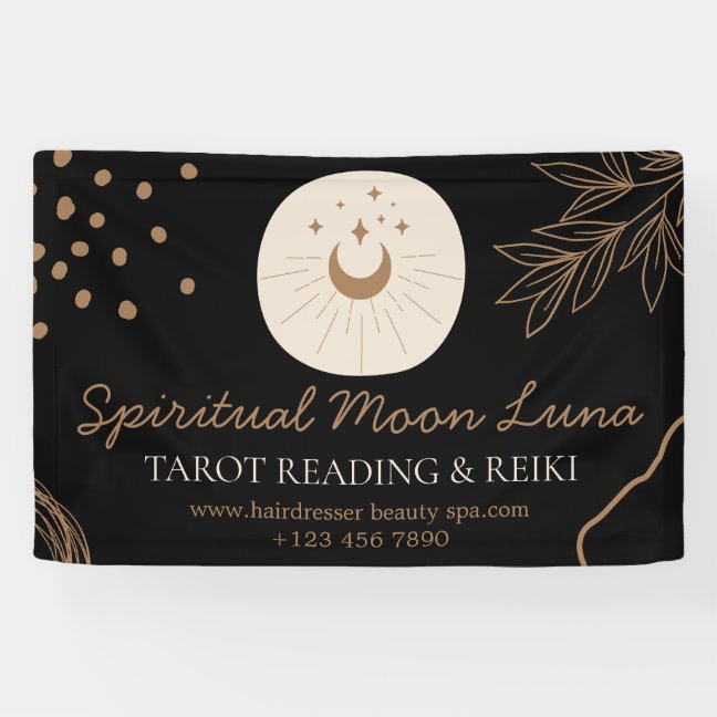 Black Blush Moon and Stars Spiritual Reiki Banner