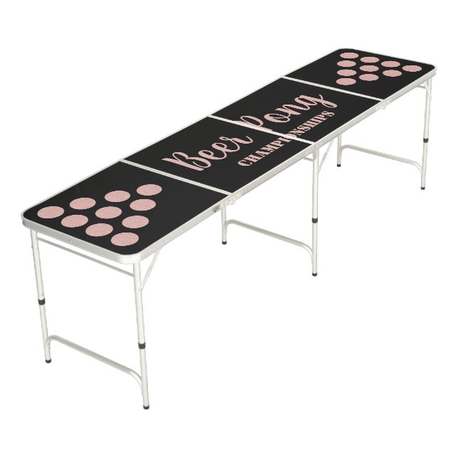 Black Blush Pink Beer Pong Championships Table (Angled)