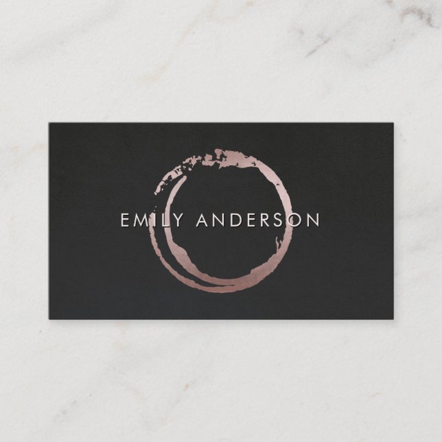 BLACK BLUSH PINK BRUSH STROKE CIRCLE MARK LOGO BUSINESS CARD (Front)