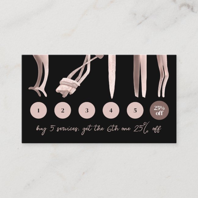 Black Blush Pink Eyelash Curl Makeup tools loyalty Business Card