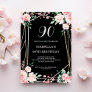 Black | Blush Pink Floral 90th Birthday Invitation