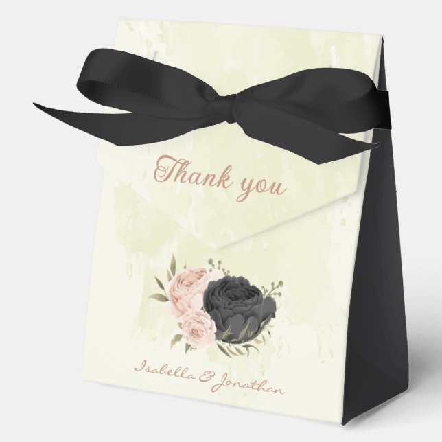black blush pink flowers  favor boxes (Front)