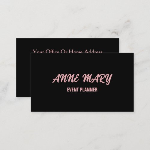 Black Blush Pink Girly Cute Custom Classy Elegant Business Card