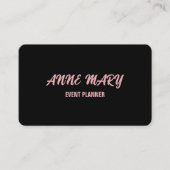Black Blush Pink Girly Cute Custom Classy Stylish Business Card (Front)