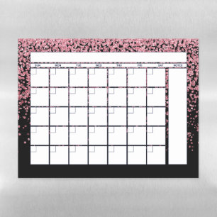 Black Blush Pink Glitter Monthly Planner Calendar Magnetic Dry Erase Sheet
